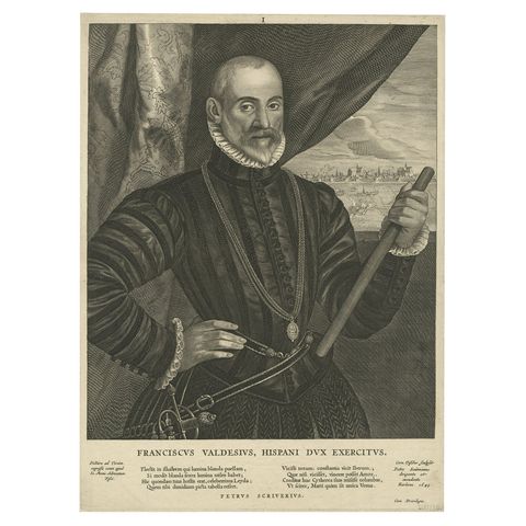 Very Rare Print of Franciscus Valdesius, Commander of the Spanish Troops, 1649