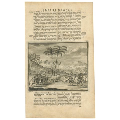 Antique Print of a Battle in the Mughal Empire by Valentijn, 1726