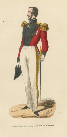 Knight of Saint John of Jerusalem, Costume of the Order, Wood Engraving, 1844