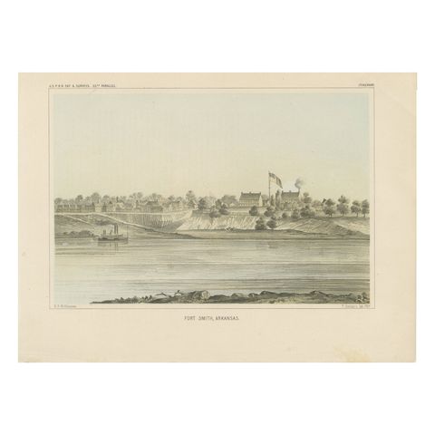 Fort Smith, Arkansas, Rare 19th Century Lithograph of Frontier History, 1856