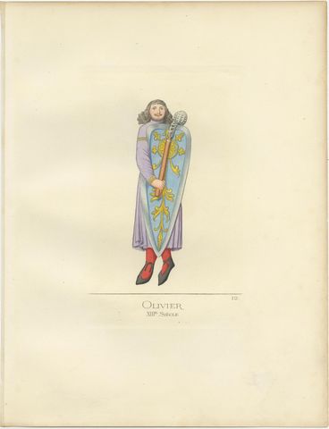 Antique Print of Oliver, a Fictional Knight, by Bonnard '1860', view 2
