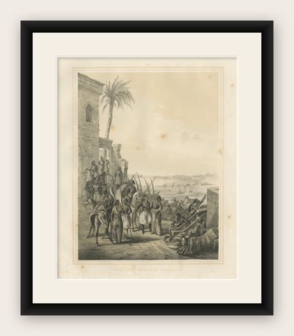 Antique Egyptian Regular Cavalry on the Nile from Maximilian in Bavaria, 1846, shown framed