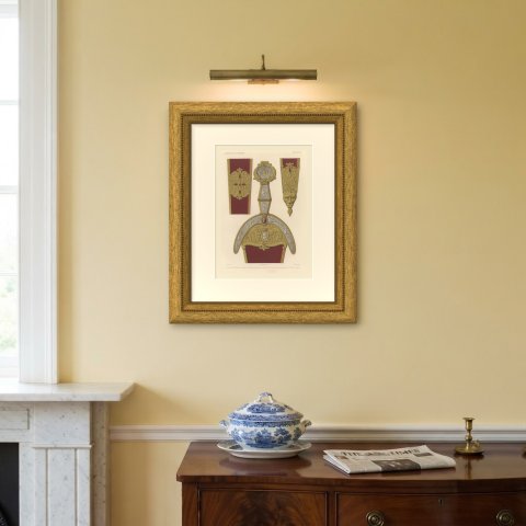 Sword of Honor given to Francis the First, 1526, Antique Print, 1851, shown framed on a wall