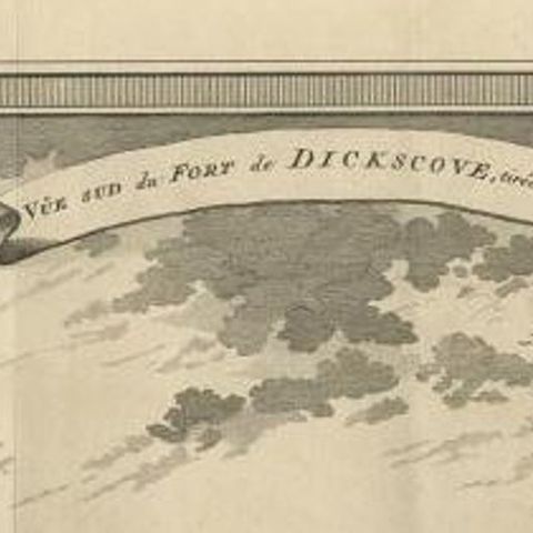 Antique Print of the English Fort at Dixcove in Ghana, 1748, close-up 1