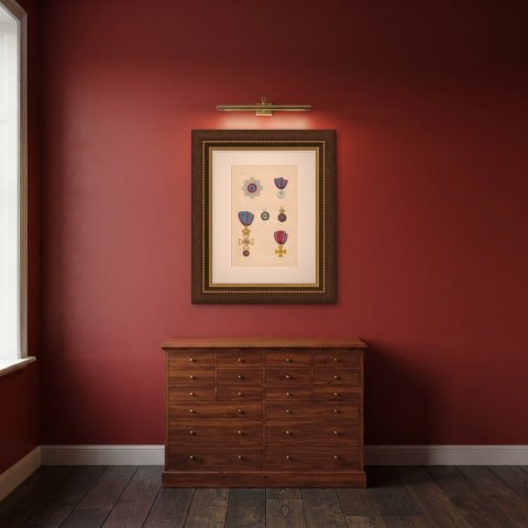 Orders of Oldenburg, House and Merit Order of Duke Peter, Plate L, 1844, shown framed in a room