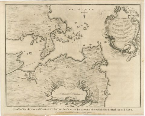 Antique Print of the Battle of Camaret in the Nine Years War, Near Brest, France, view 2