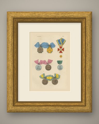 Brunswick Medals, Waterloo, Peninsula and Crosses of 1809, Plate XVIII, 1844, shown framed
