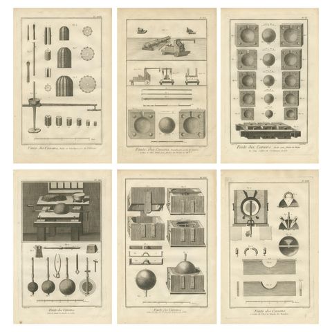 Rare Engravings of Cannon Manufacturing and Artillery Casting Techniques, c.1770