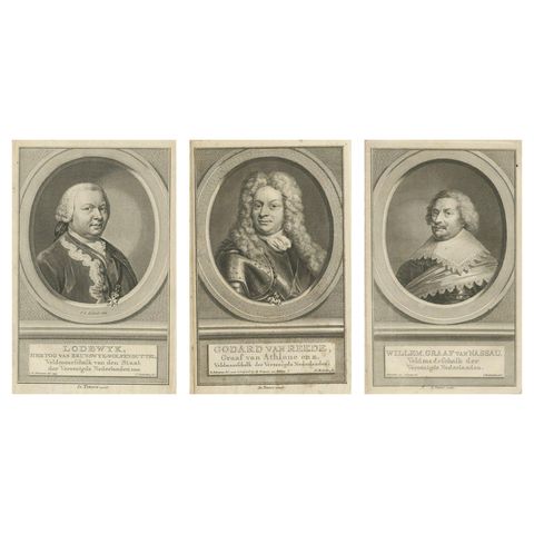 Dutch Military Commanders, Brunswick, Van Reede, and Van Nassau Portraits, 1755