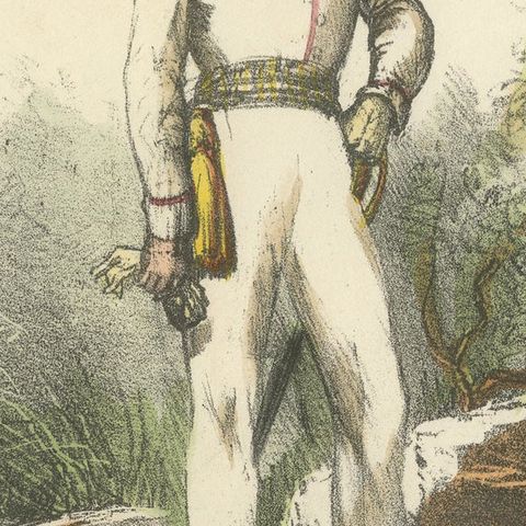 Officer of the Line: Old Print of a Military Official in the Papal Court , 1862, close-up 2