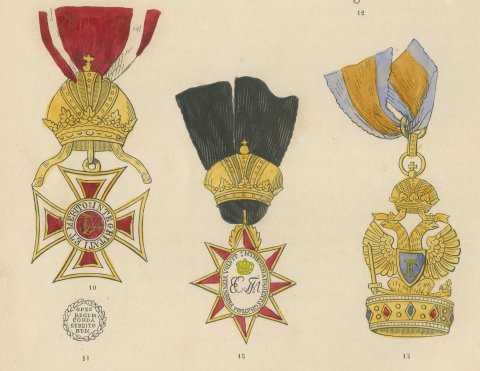 Orders of Austria, Leopold and Iron Crown, Plate IV, Wood Engraving, 1844, close-up 2