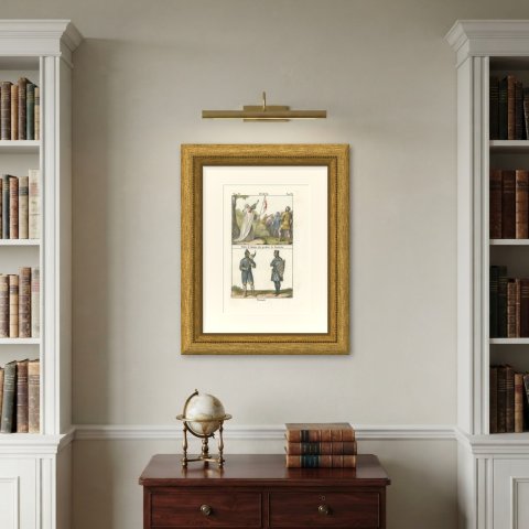 Peter of Amiens Preaching the Crusade and Two Crusaders in Mail, 1842, shown framed on a wall