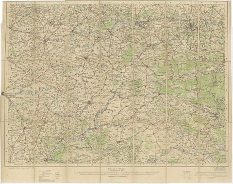 1914 WWI British War Office Map of Arras, Amiens and Reims, Edward Stanford