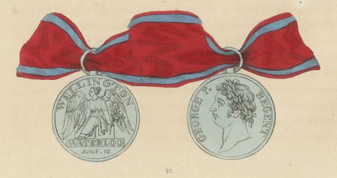 Great Britain, Waterloo and Peninsula Medals, Plate XXXVI, Wood Engraving, 1844, close-up 3
