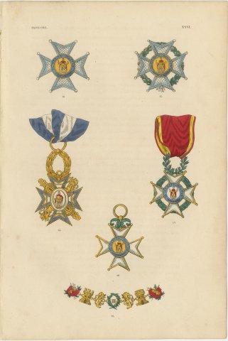 Orders of Spain, Al Mérito Militar Crosses and Collar, Plate XXVI, 1844, view 2
