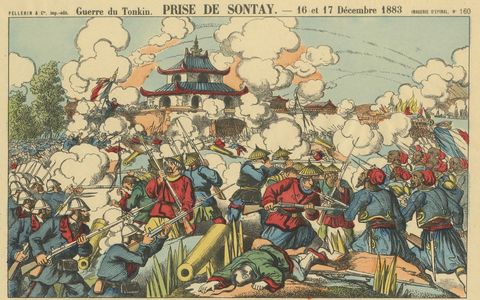 Prise de Sontay, an Épinal Print of a French Tonkin War Battle, 1883, close-up 2