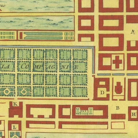 Cape of Good Hope, Fort and City Plan, French Colonial Map, c.1765, close-up 4