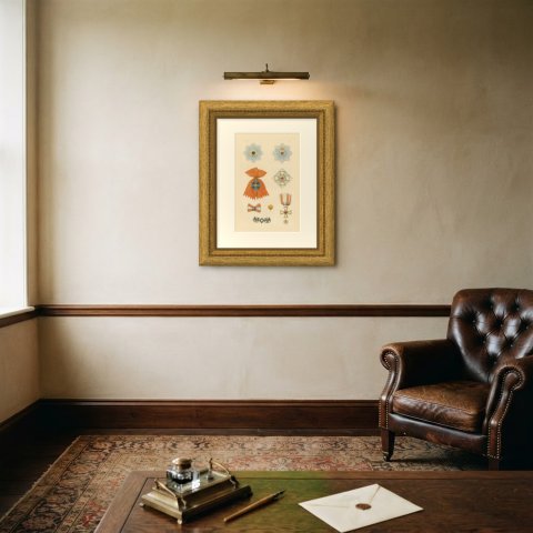 Orders of Prussia, Black Eagle and Red Eagle Insignia, Plate LX, 1844, shown framed on a wall