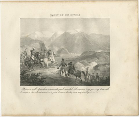 Battle of Rivoli, Alvinzy Defeated, Antique Madou Lithograph, 1827, view 2