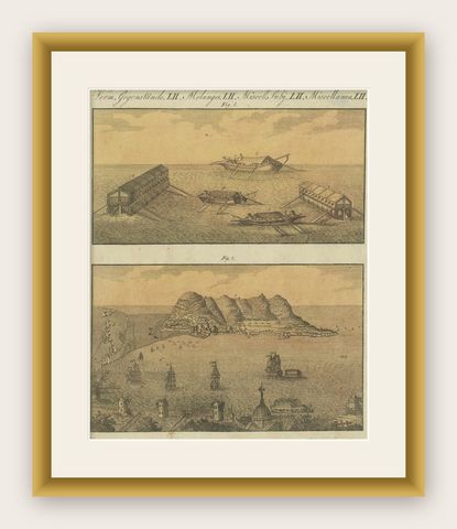 French Floating Batteries Bombarding Gibraltar During the Great Siege, 1782, shown framed