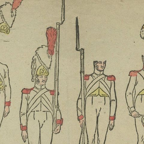 French Revolutionary Infantry, Uniforms, Drummers and Standards, c.1795, close-up 3