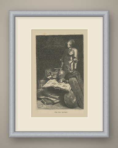 Chez Don Quichotte, Armor Still Life after Hippolyte Delanoy, circa 1880, shown framed