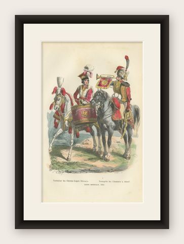 Polish Chevau-Légers Musicians, Imperial Guard, Napoleonic Uniforms 1843, shown framed