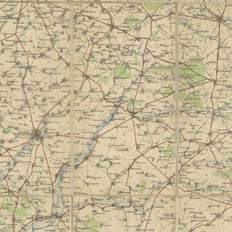1914 WWI British War Office Map of Arras, Amiens and Reims, Edward Stanford, close-up 4