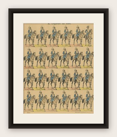 Swedish Life Guards on Horseback, Royal Cavalry Uniforms, c.1860, shown framed