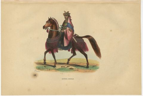 Japanese Cavalryman and General from 1844 in Wahlen's Historical Lithograph, view 2