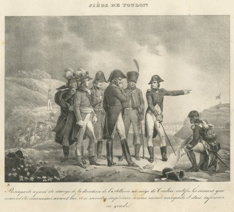 Siege of Toulon, Bonaparte's Artillery, Antique Madou Lithograph, 1827