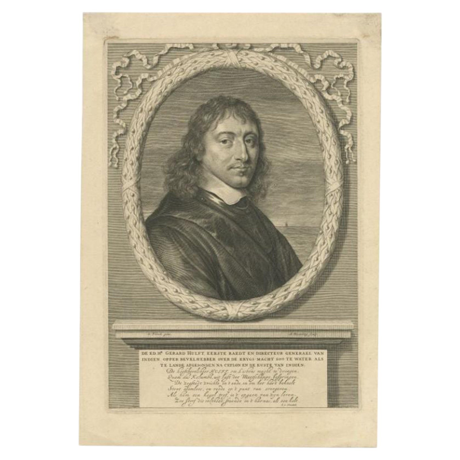 Antique Portrait of Dutch General Gerard Pietersz, Hulft, c.1670
