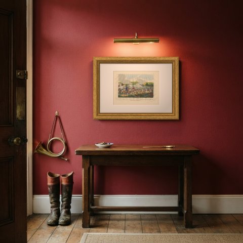 Battle of Waterloo with Cuirassiers Facing British Infantry, 1816, shown framed in a room