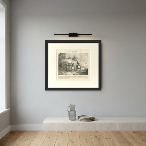 The Bridge of Lodi, Napoleon's Close Column, Antique Madou Lithograph, 1827, shown framed on a wall