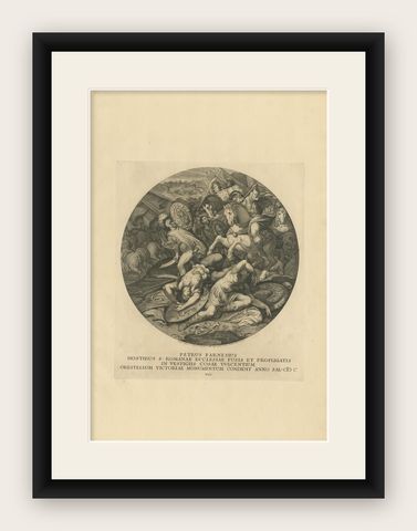 Antique Print of the Battle of Orbetello by Von Prenner, '1748', shown framed