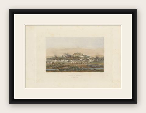 Antique Print of the Battle of Brienne 'circa 1860', shown framed