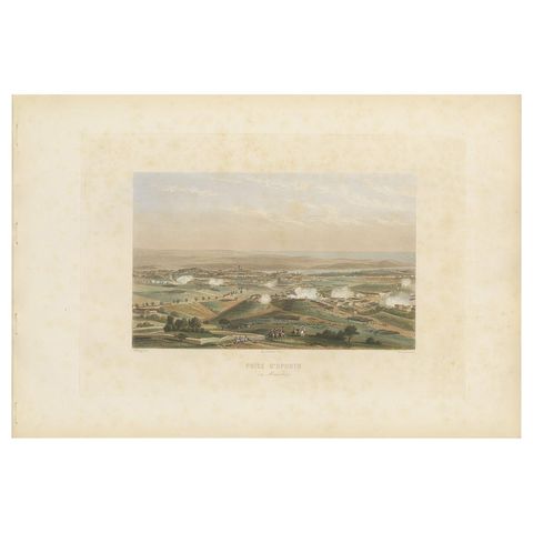 Antique Print of the Battle of Oporto 'circa 1860'