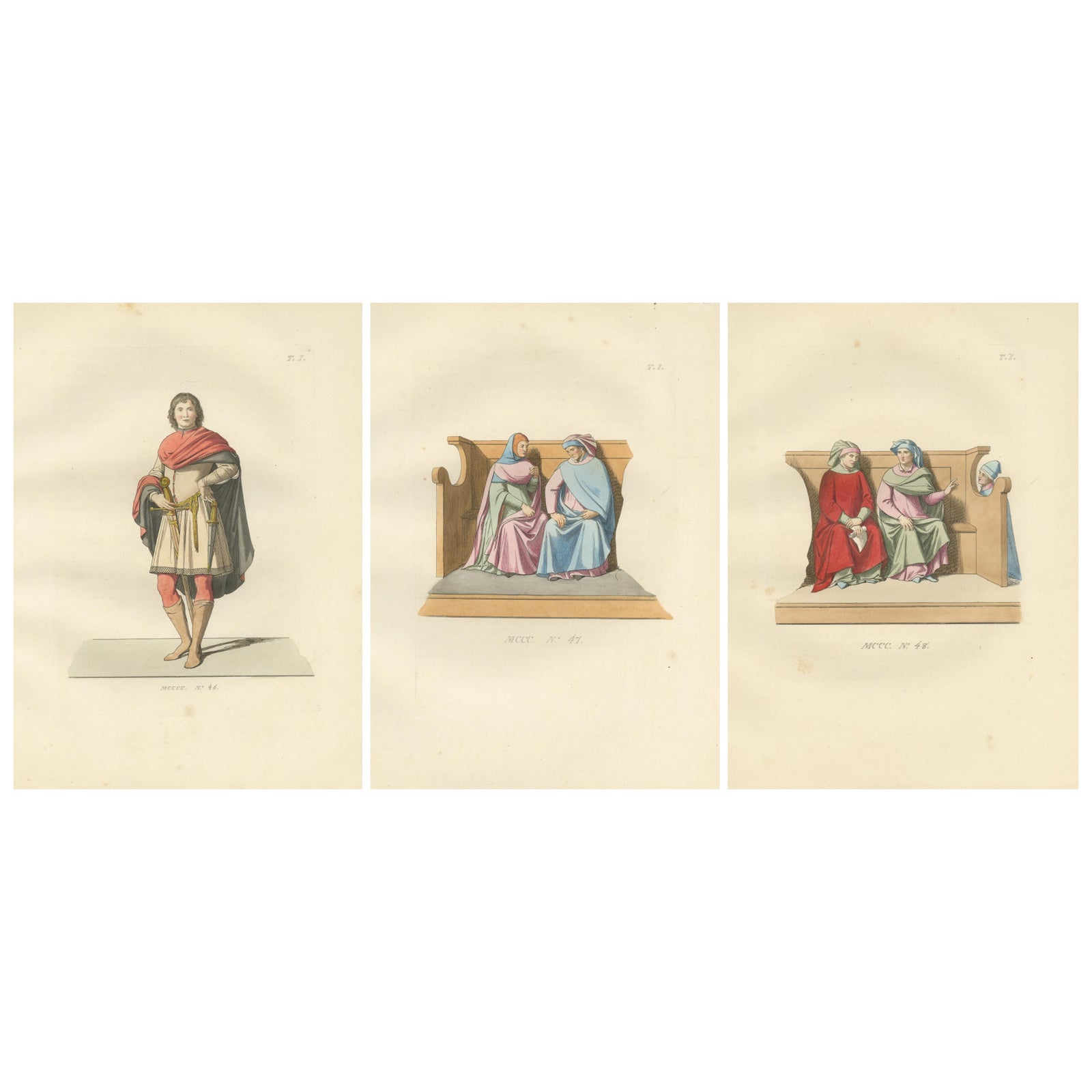 Military and Judicial Costumes from Medieval Italian Society, Published in 1845