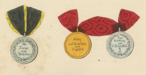 Württemberg Campaign Medals, Paris 1814, Plate LXXXVIII, Wood Engraving, 1844, close-up 1