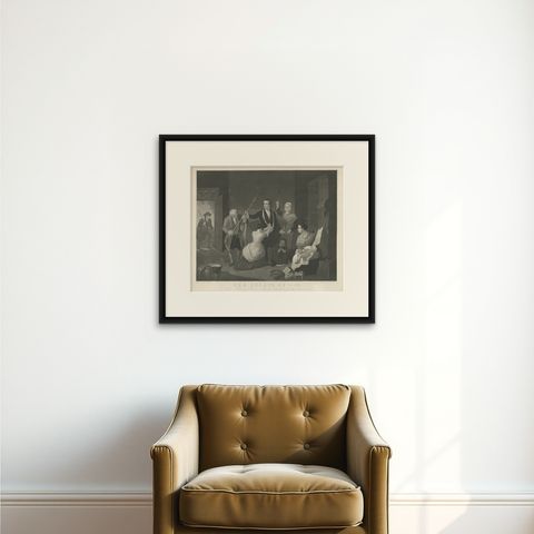 Antique Print of a Scene in American Revolution, The Spirit of '76. '1862', shown framed on a wall