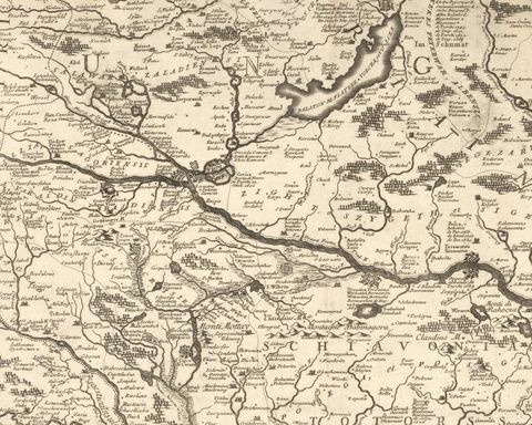 Old Map Showing Info Related to the Ottoman Wars including Conflict Dates, c1690, close-up 1