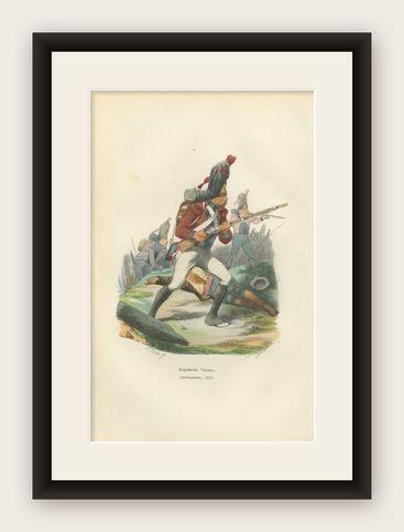 Napoleonic Swiss Grenadier, Régiments Suisses 1812, Imperial Guard Print, 1843, shown framed