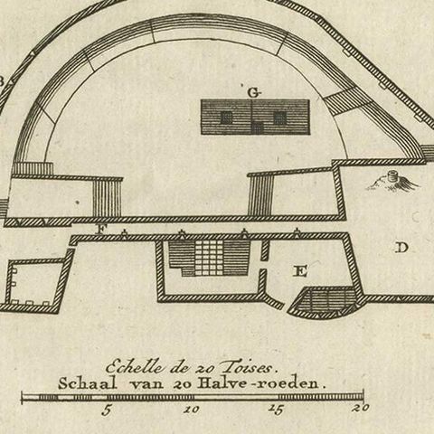 Antique Print of the Fortress of Arguin 'Mauritania, Africa, circa 1747, close-up 2