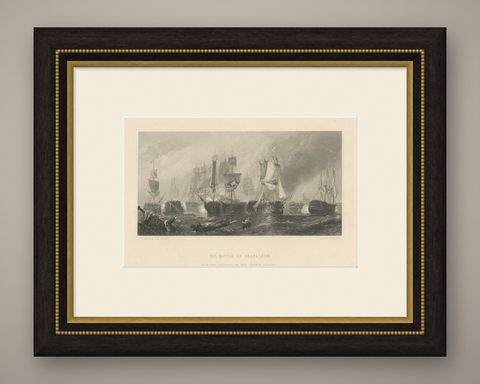 The Battle of Trafalgar, Admiral Nelson & British Fleet, 1805, shown framed