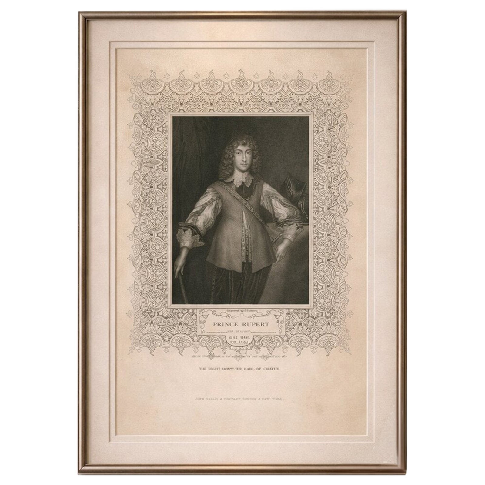 Antique Portrait Prince Rupert, English Civil War Commander, c.1850