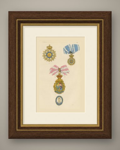 Orders of Portugal, Saint Isabel and Vila Viçosa Insignia, Plate LIX, 1844, shown framed