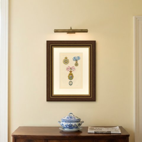 Orders of Portugal, Saint Isabel and Vila Viçosa Insignia, Plate LIX, 1844, shown framed on a wall