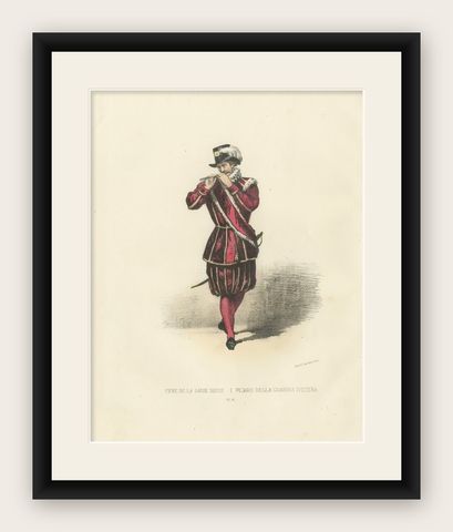 The Piper of the Swiss Guard: Handcolored Print, Plate 41, 1862, shown framed