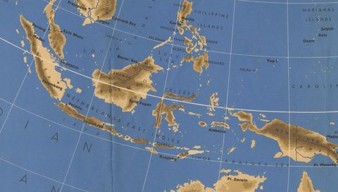 Original Vintage WWII Pacific Theater Map “The War Against Japan” Poster, 1944, close-up 2