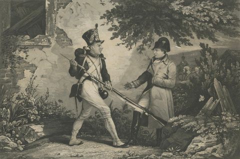 Satirical German Military Engraving of Napoleon as the Little Corporal, c1835, close-up 2